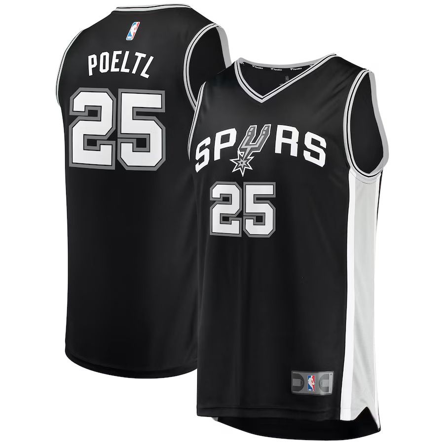 Men San Antonio Spurs 25 Jakob Poeltl Fanatics Branded Black Fast Break Replica NBA Jersey